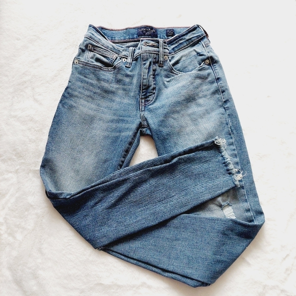 Lucky Brand Ava Distressed Chewed Hem Crop Skinny Jeans P1034 - Picture 2 of 11
